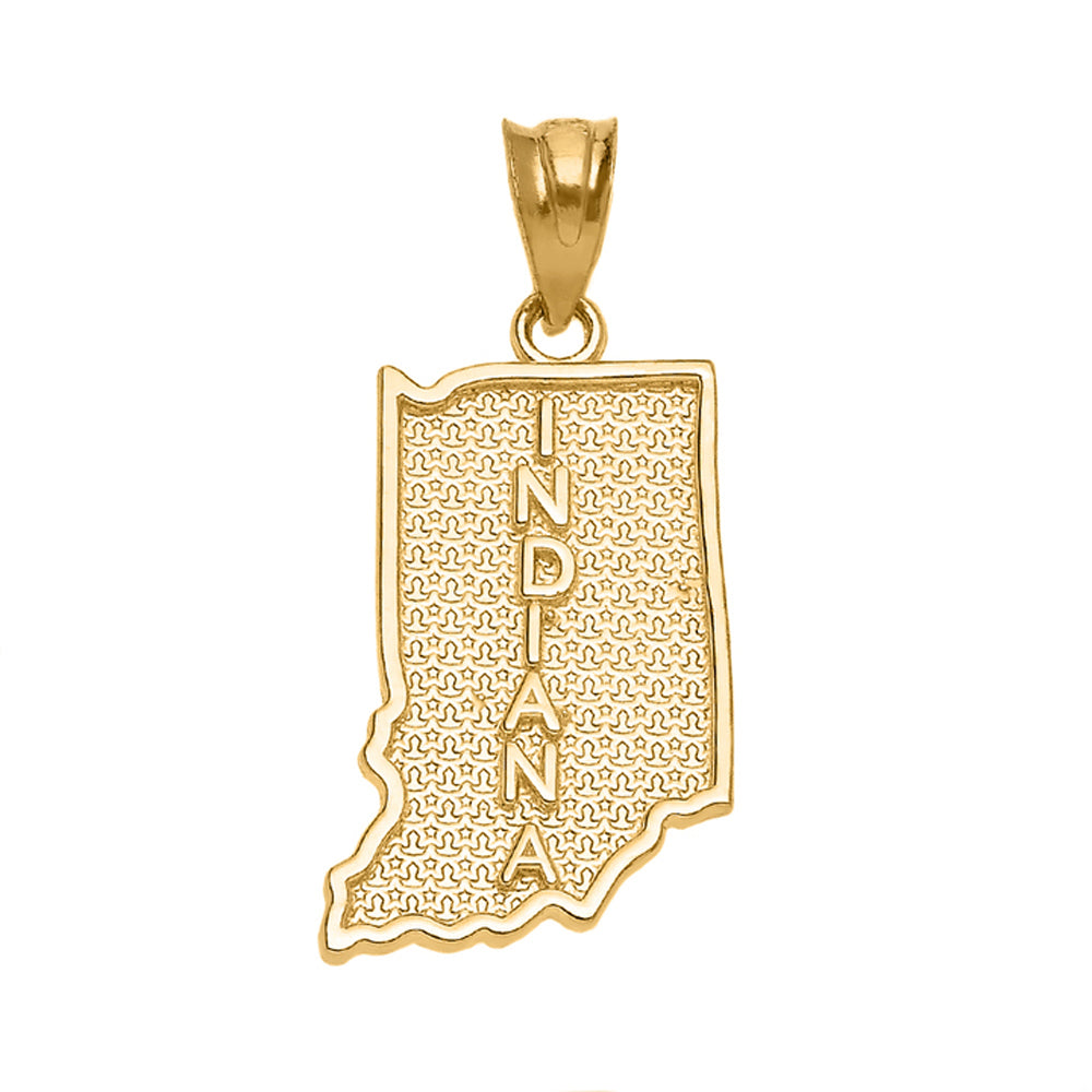 Gold Indiana State Map Pendant Necklace, view 2
