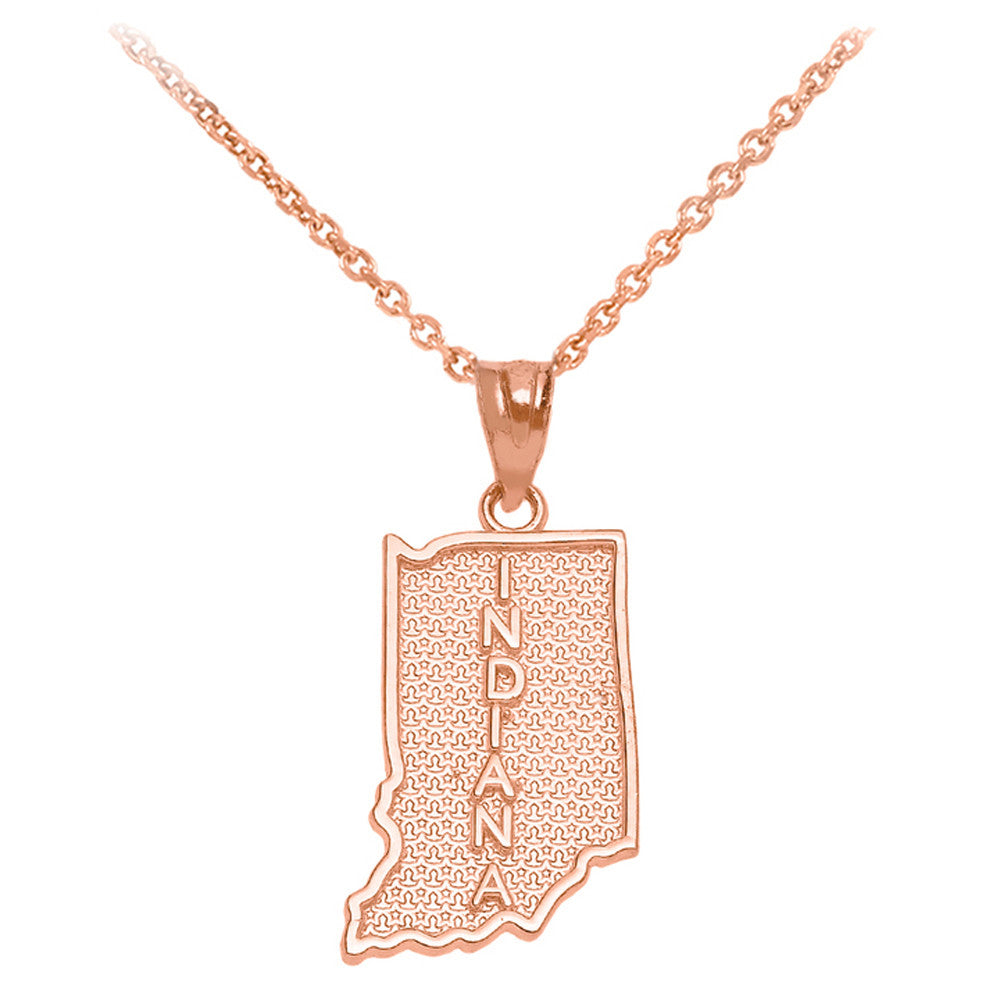 Gold Indiana State Map Pendant Necklace, view 3