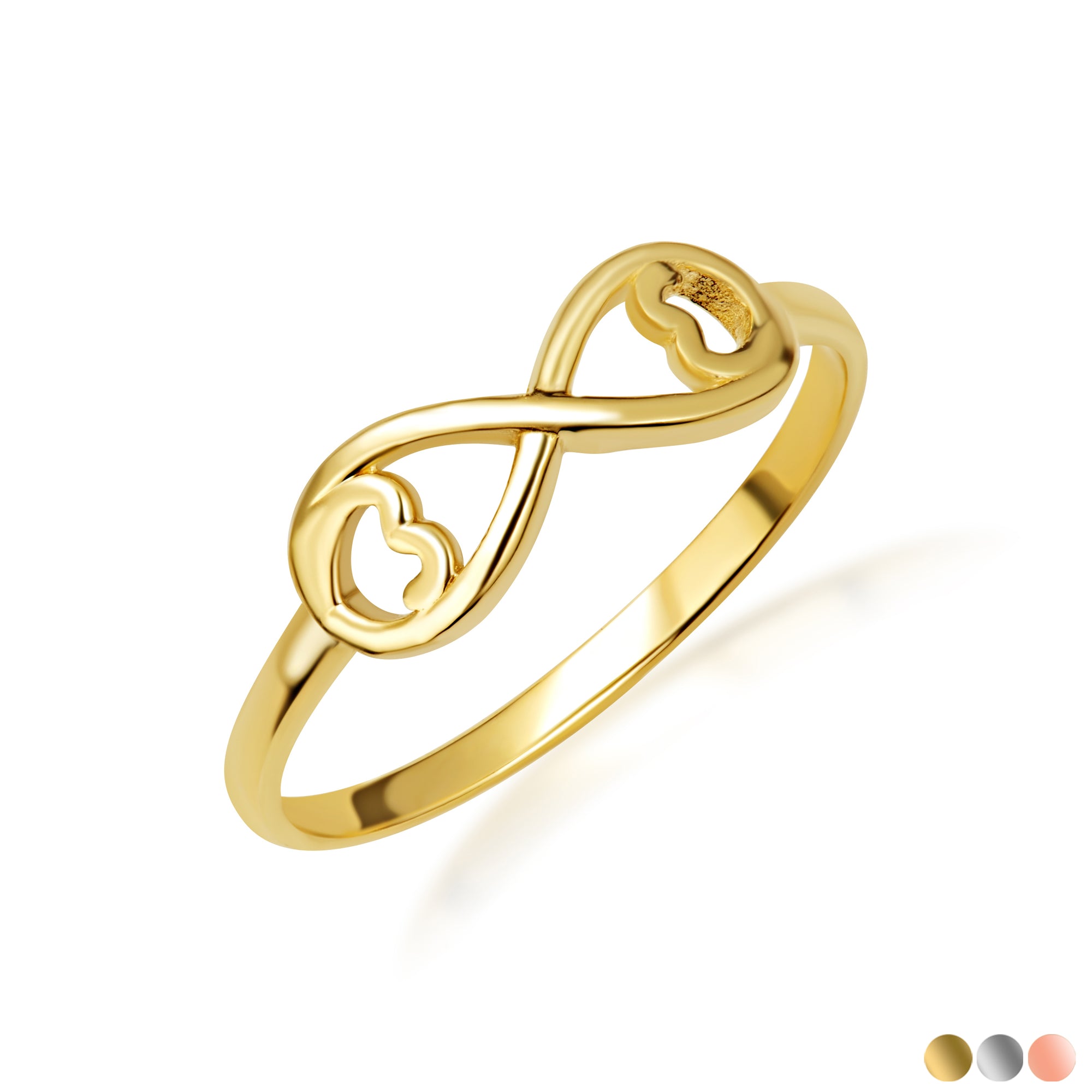 Gold Infinity Double Heart Love Ring