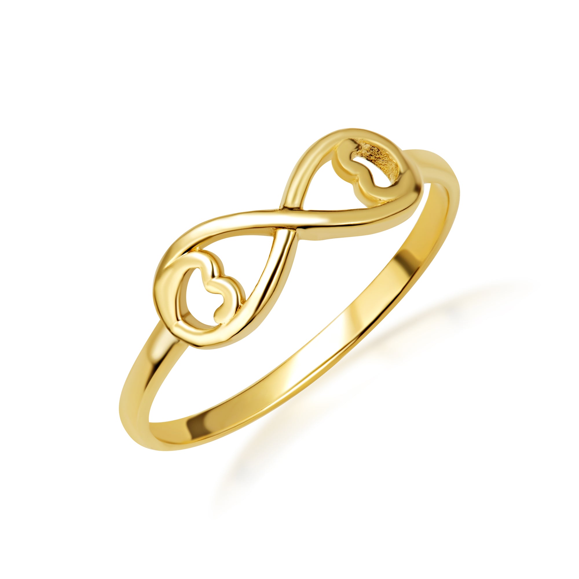 Gold Infinity Double Heart Love Ring, view 6