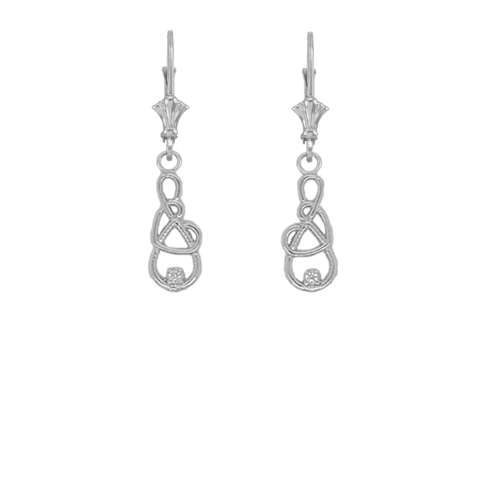 Gold Infinity Heart Diamond Leverback Earrings, view 4