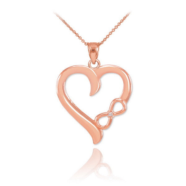 Gold Infinity Heart Diamond Pendant Necklace, view 2