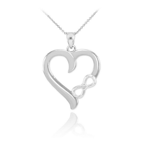 Gold Infinity Heart Diamond Pendant Necklace, view 3