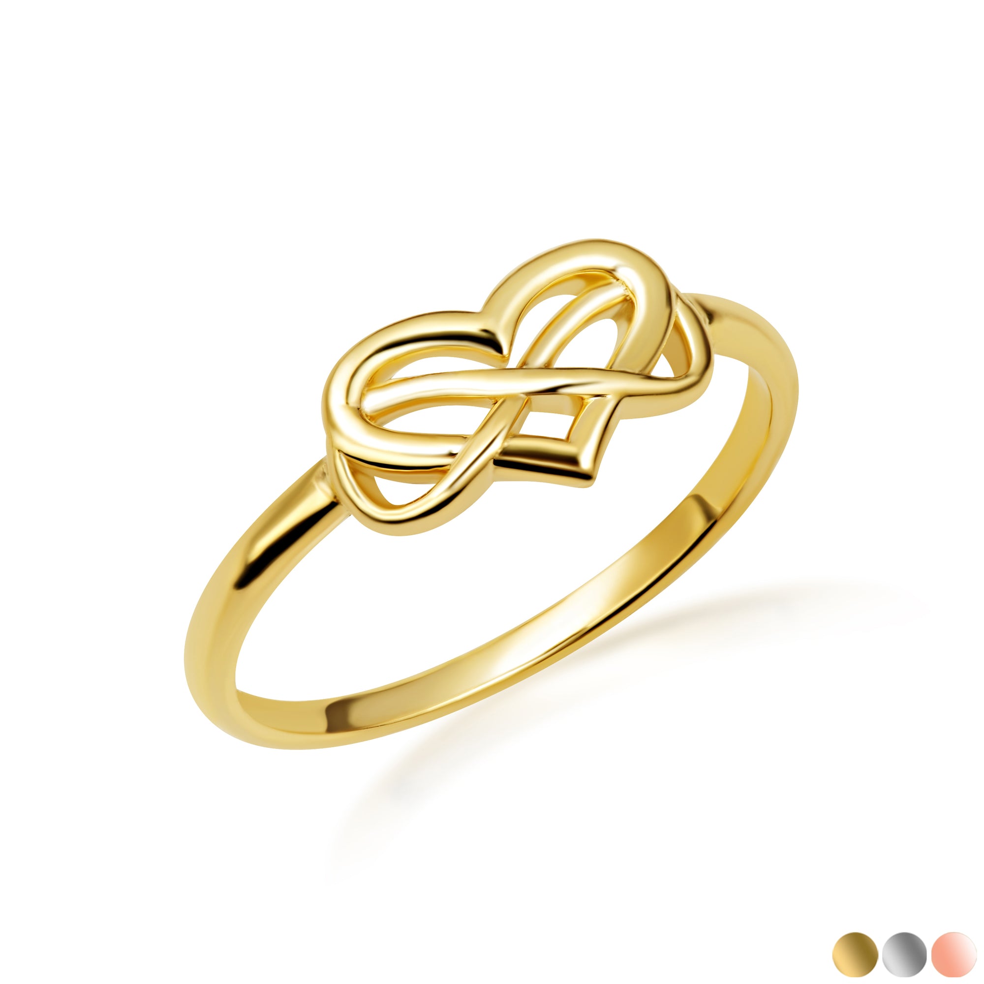 Gold Infinity Heart Intertwined Love Ring