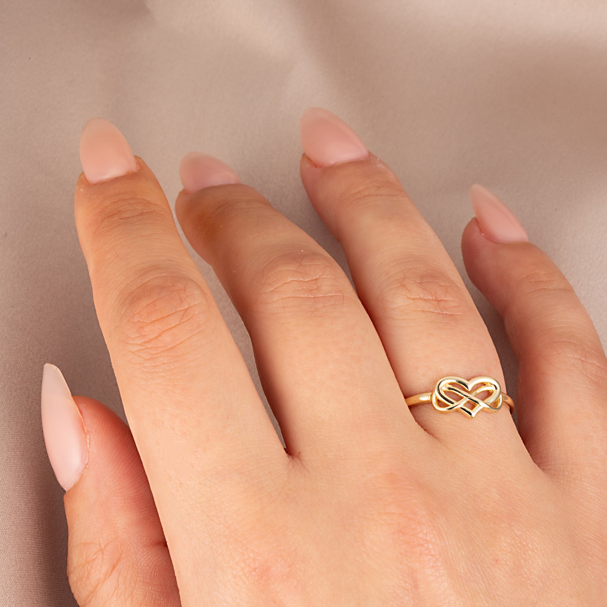 Gold Infinity Heart Intertwined Love Ring, view 2