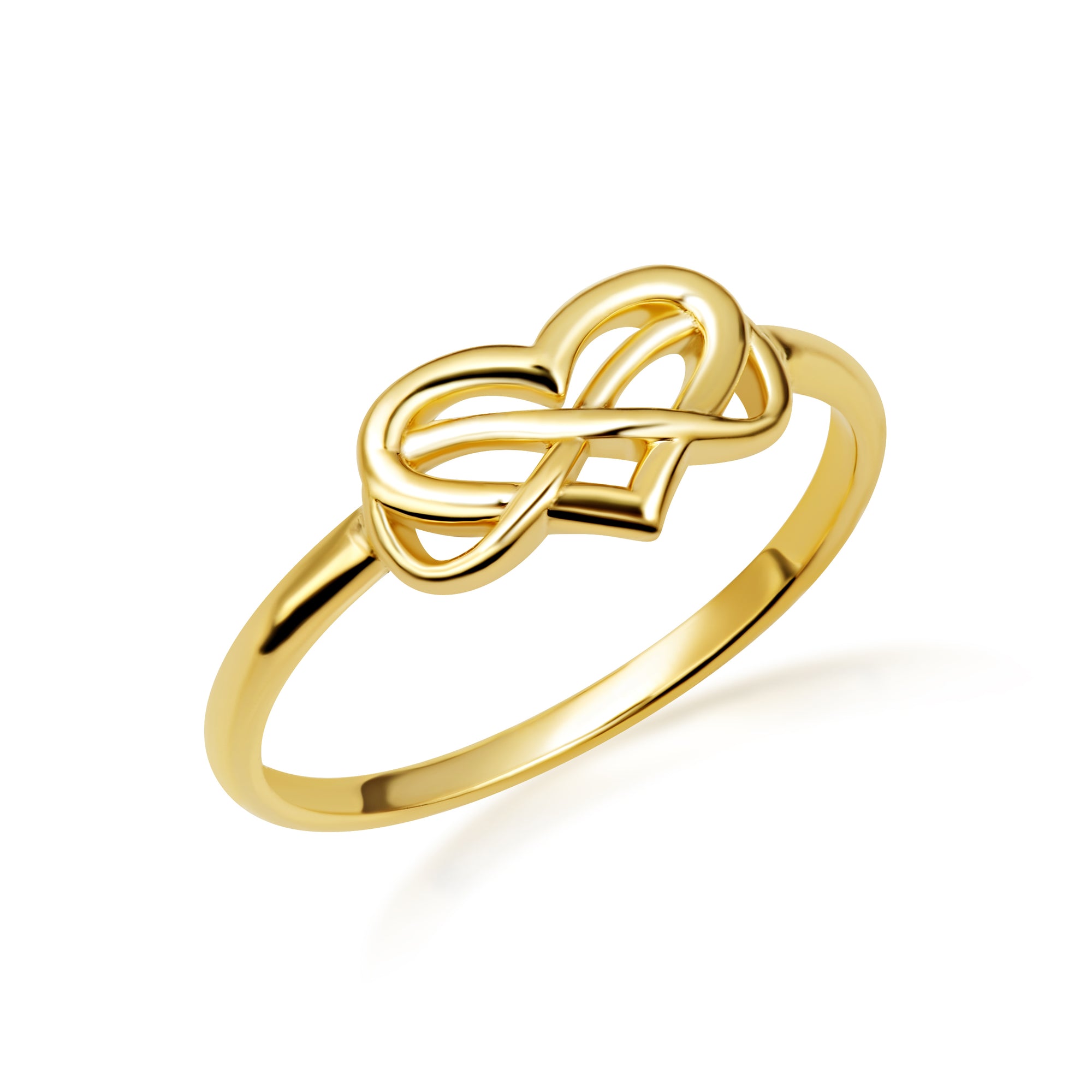 Gold Infinity Heart Intertwined Love Ring, view 6