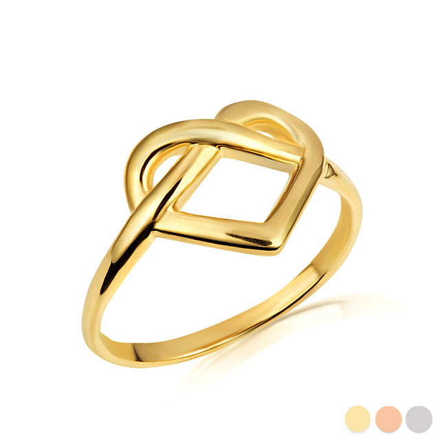 Gold Infinity Heart Love Knot Ring