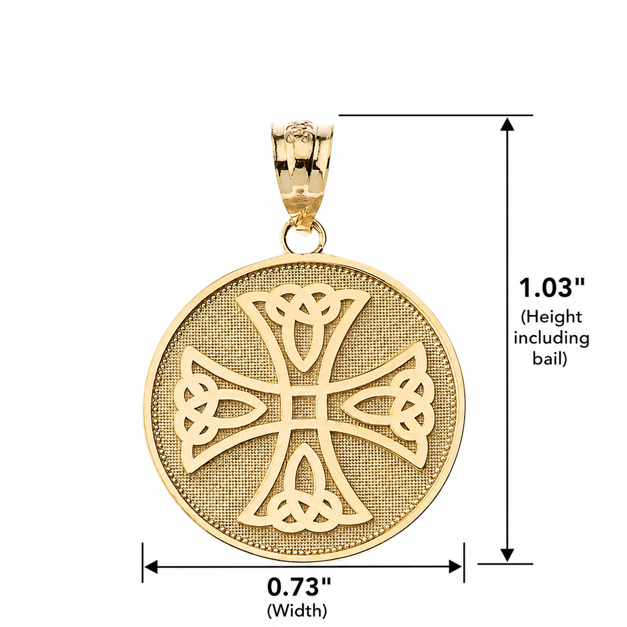 Gold Infinity Knot Celtic Cross Disc Pendant Necklace, view 8