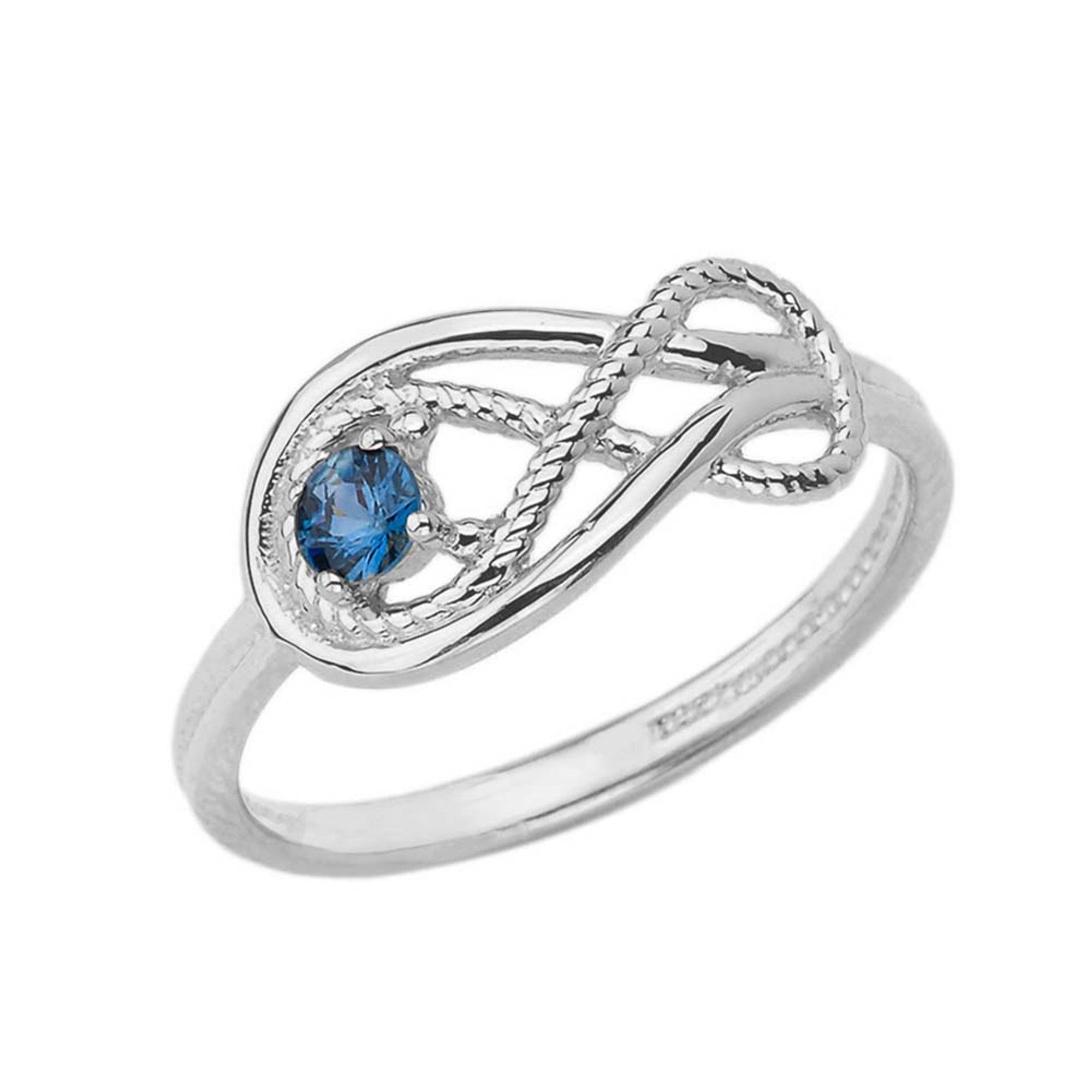 Gold Infinity Love Knot Genuine Sapphire Gemstone Rope Ring, view 2