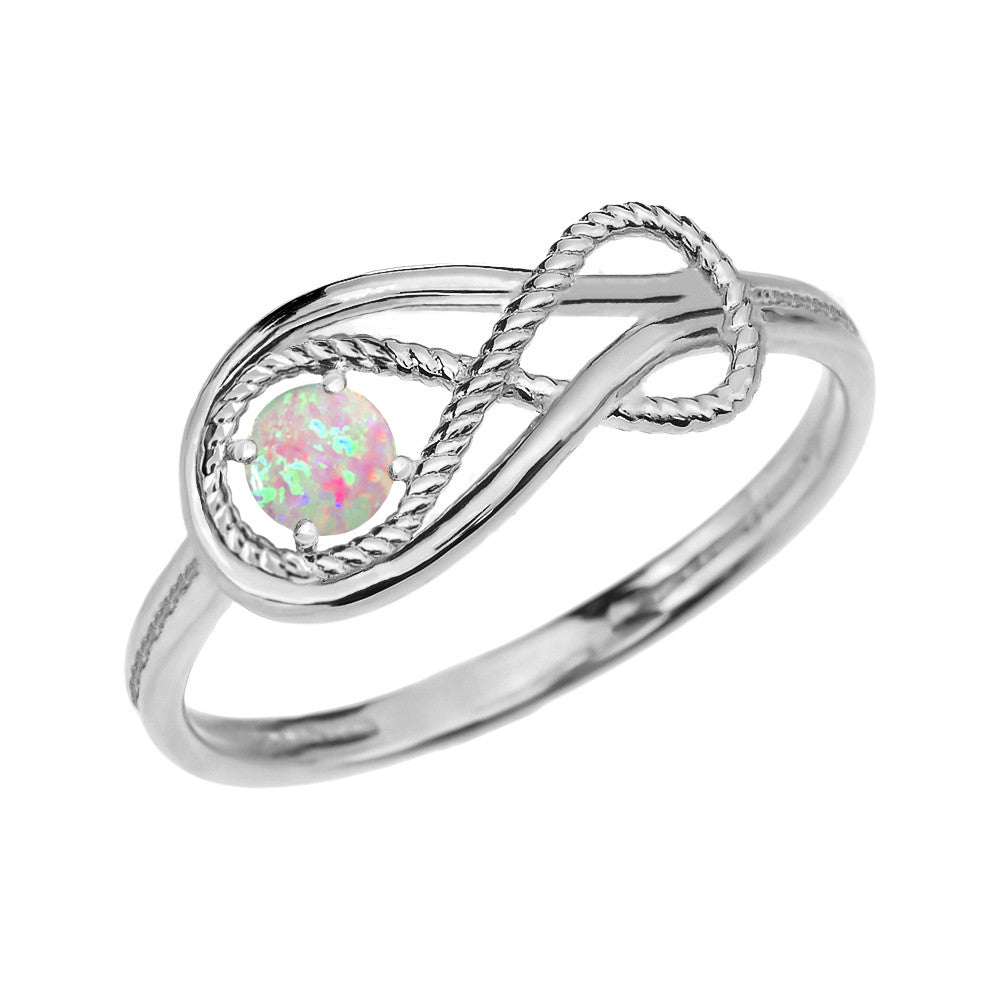 Gold Infinity Love Knot Opal Birthstone Rope Ring, view 3
