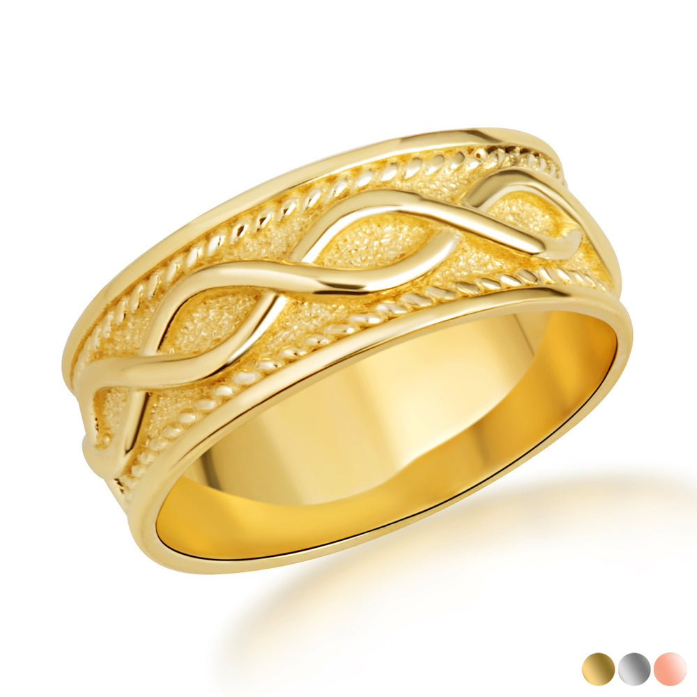 Gold Infinity Milgrain Textured Band Ring