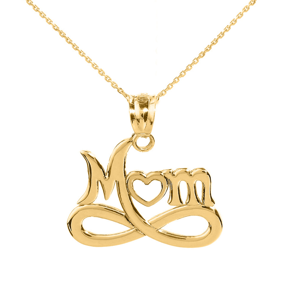 Gold Infinity "MOM" Open Heart Pendant Necklace