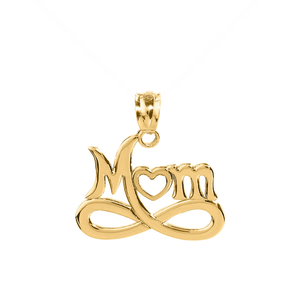 Gold Infinity "MOM" Open Heart Pendant Necklace, view 2
