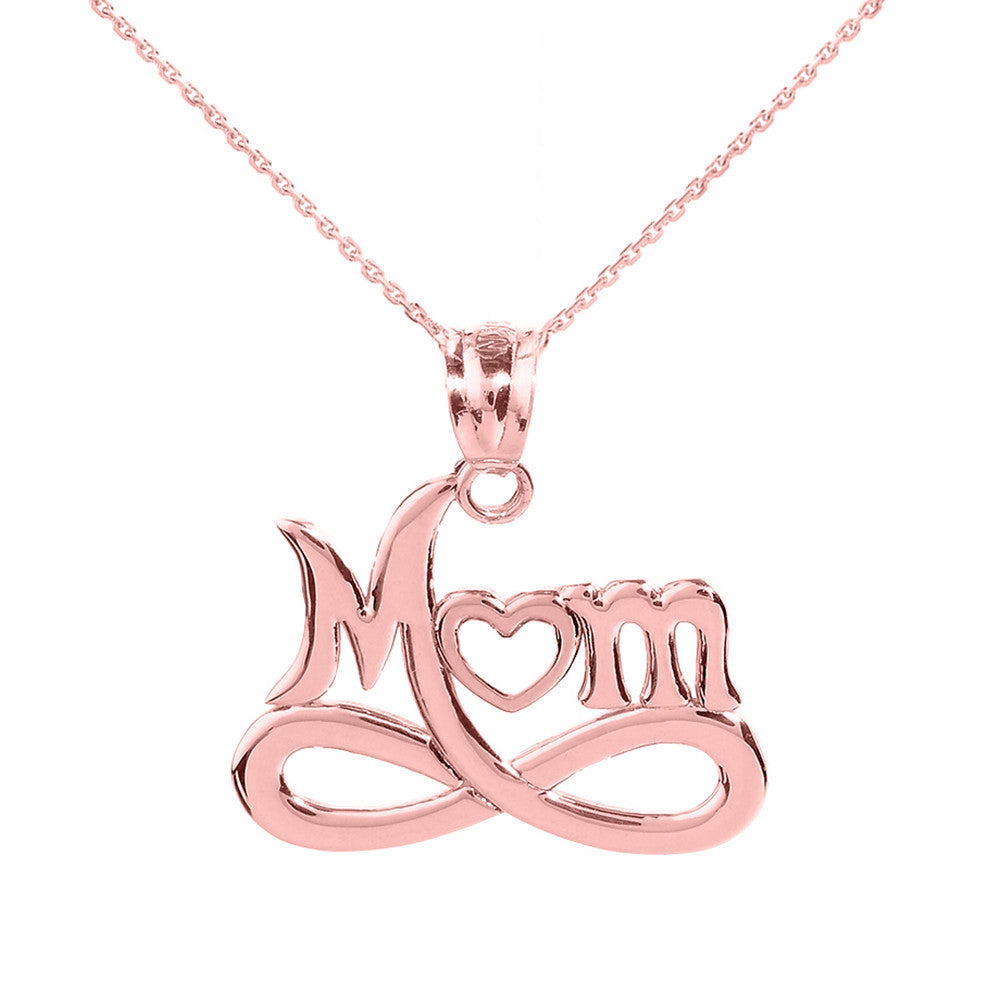 Gold Infinity "MOM" Open Heart Pendant Necklace, view 3