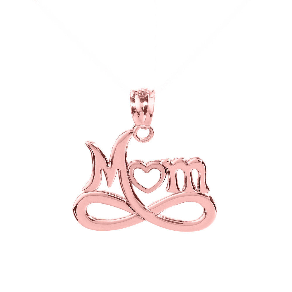 Gold Infinity "MOM" Open Heart Pendant Necklace, view 4