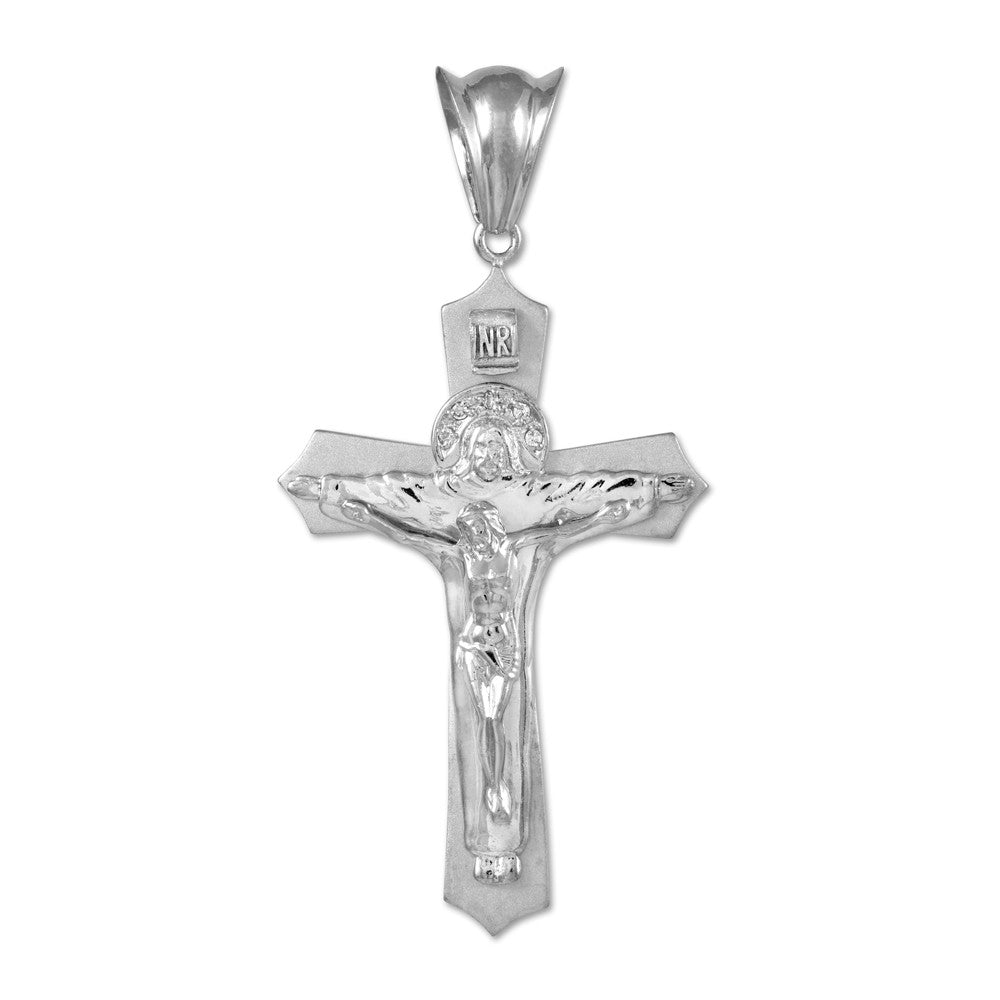 Gold INRI Cross Crucifix Holy Trinity Jesus Christ Pendant, view 6