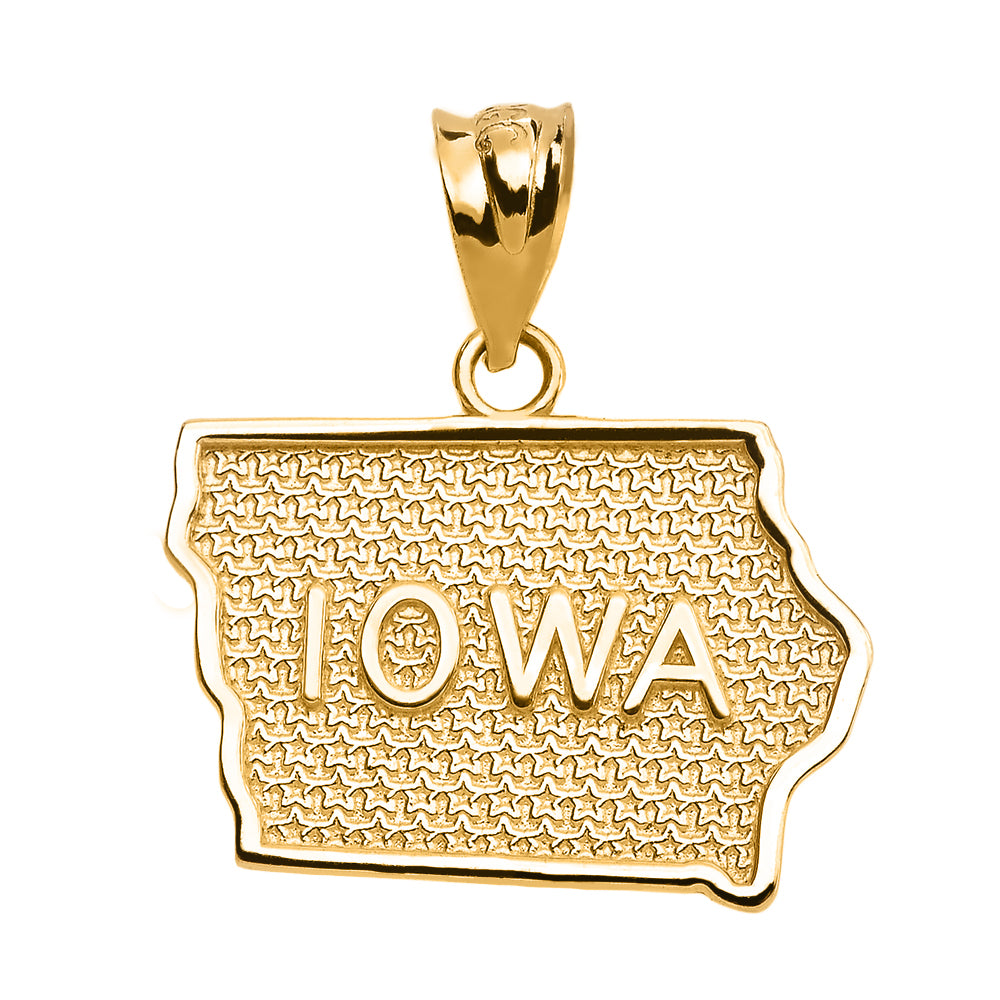Gold Iowa State Map Pendant Necklace, view 2