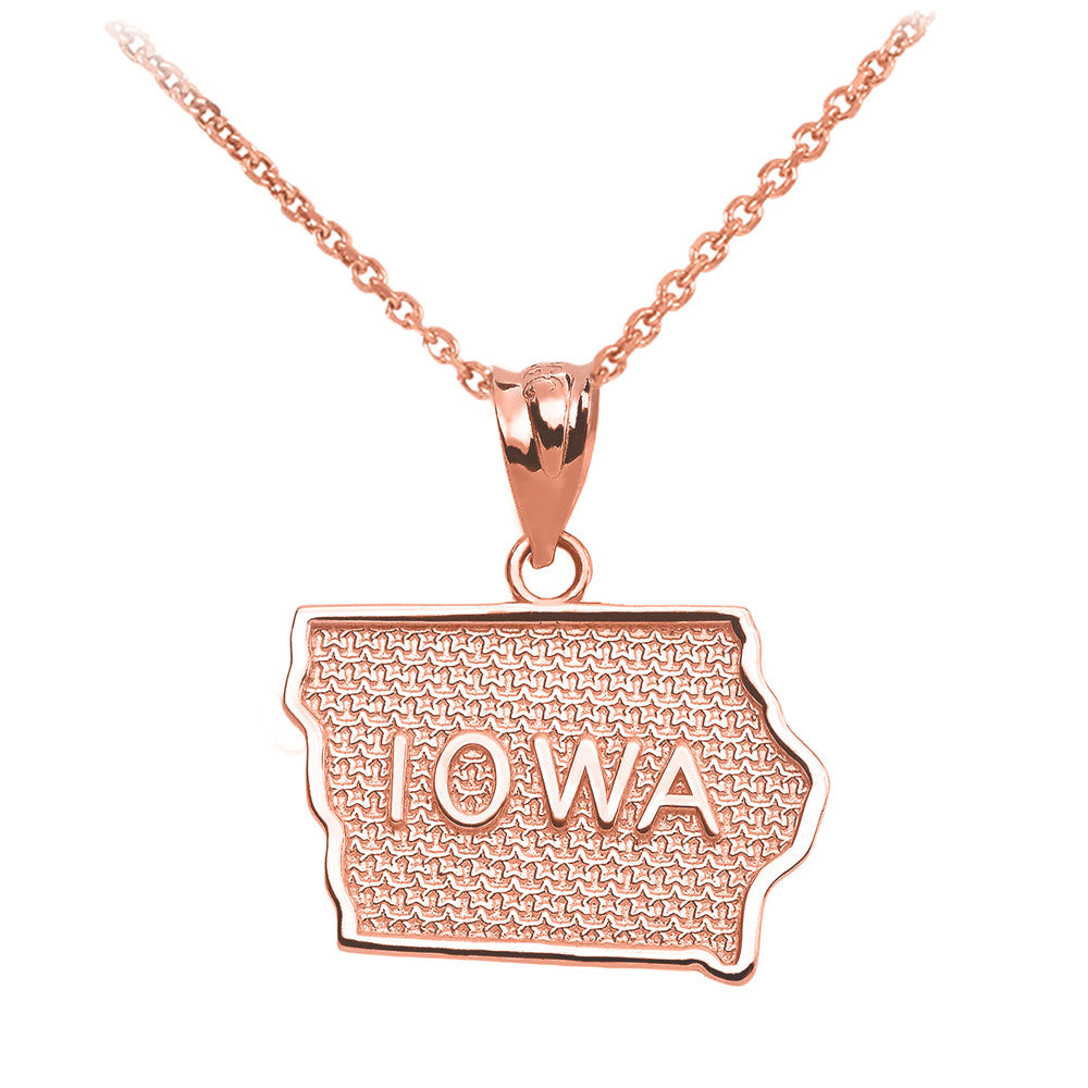Gold Iowa State Map Pendant Necklace, view 3
