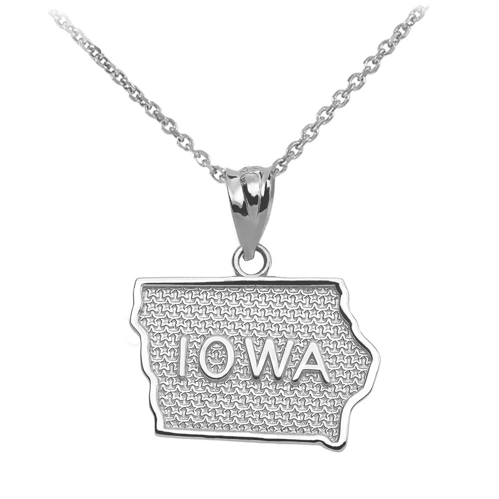 Gold Iowa State Map Pendant Necklace, view 4