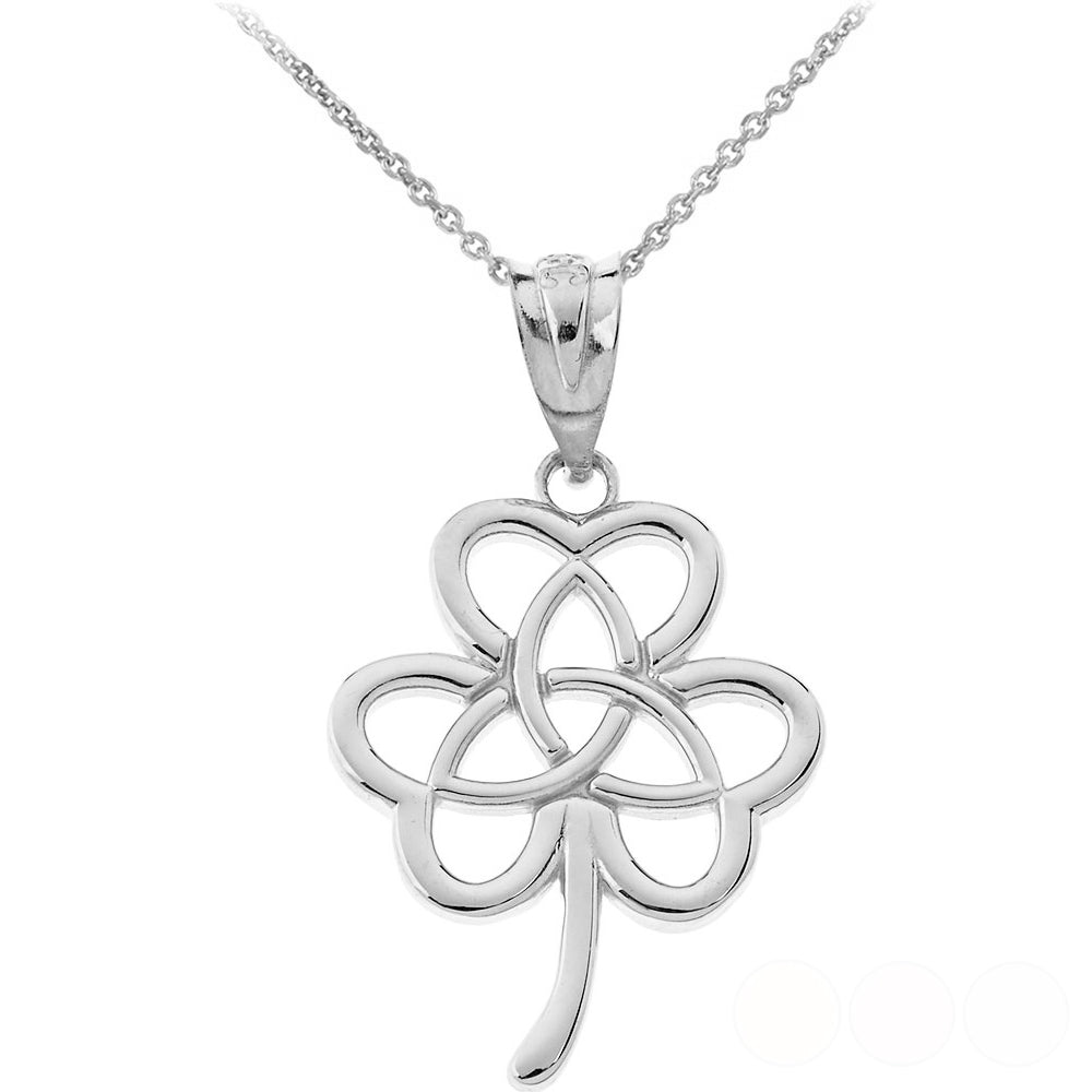Gold Irish 3 Leaf Clover Celtic Triquetra Trinity Knot Pendant Necklace, view 5