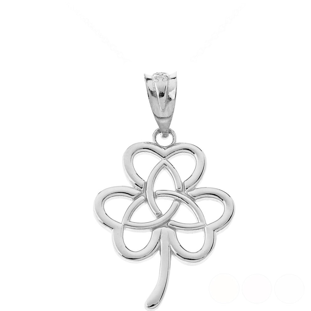 Gold Irish 3 Leaf Clover Celtic Triquetra Trinity Knot Pendant Necklace, view 6