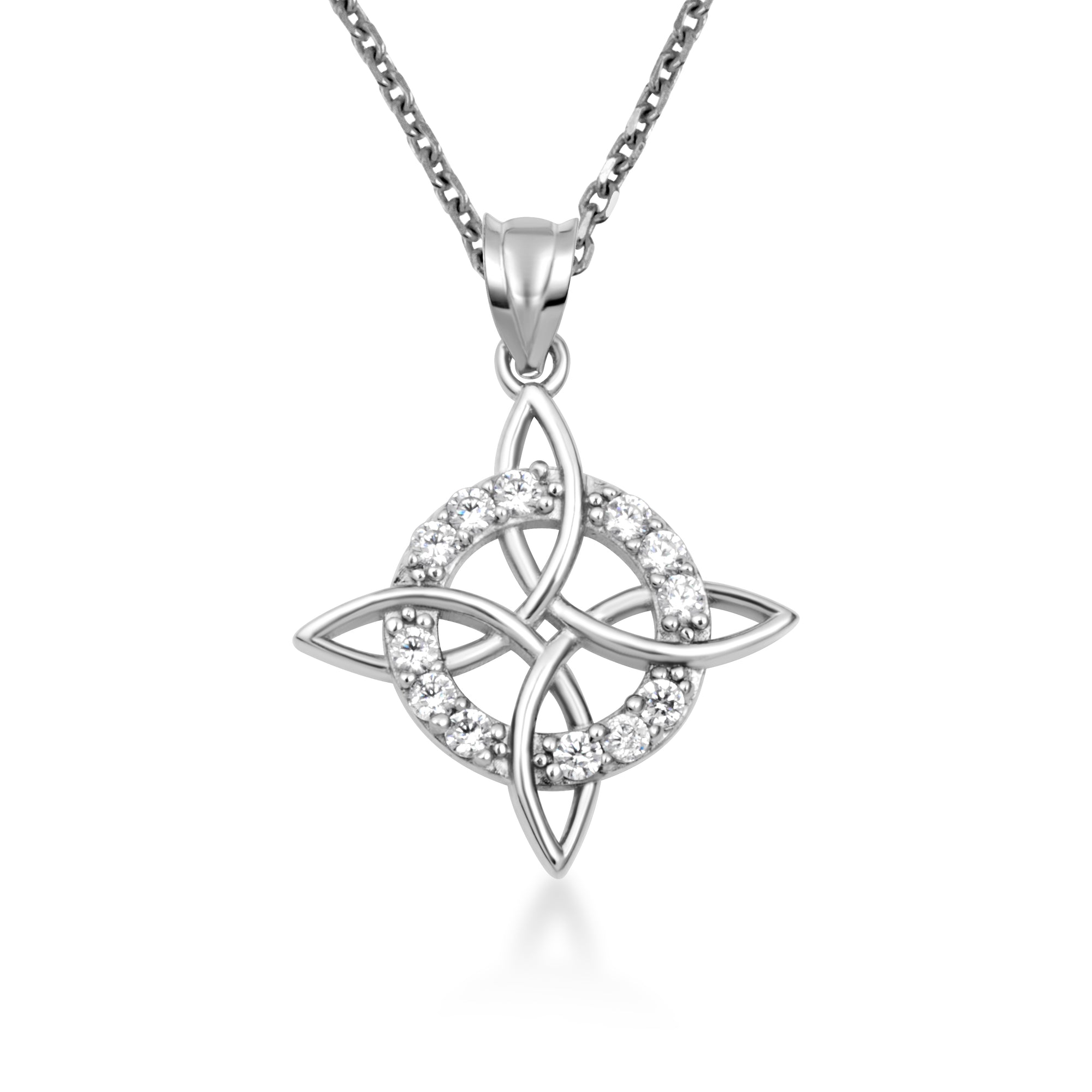 Gold Irish Celtic Cross Halo Trinity Knot Pendant Necklace, view 6