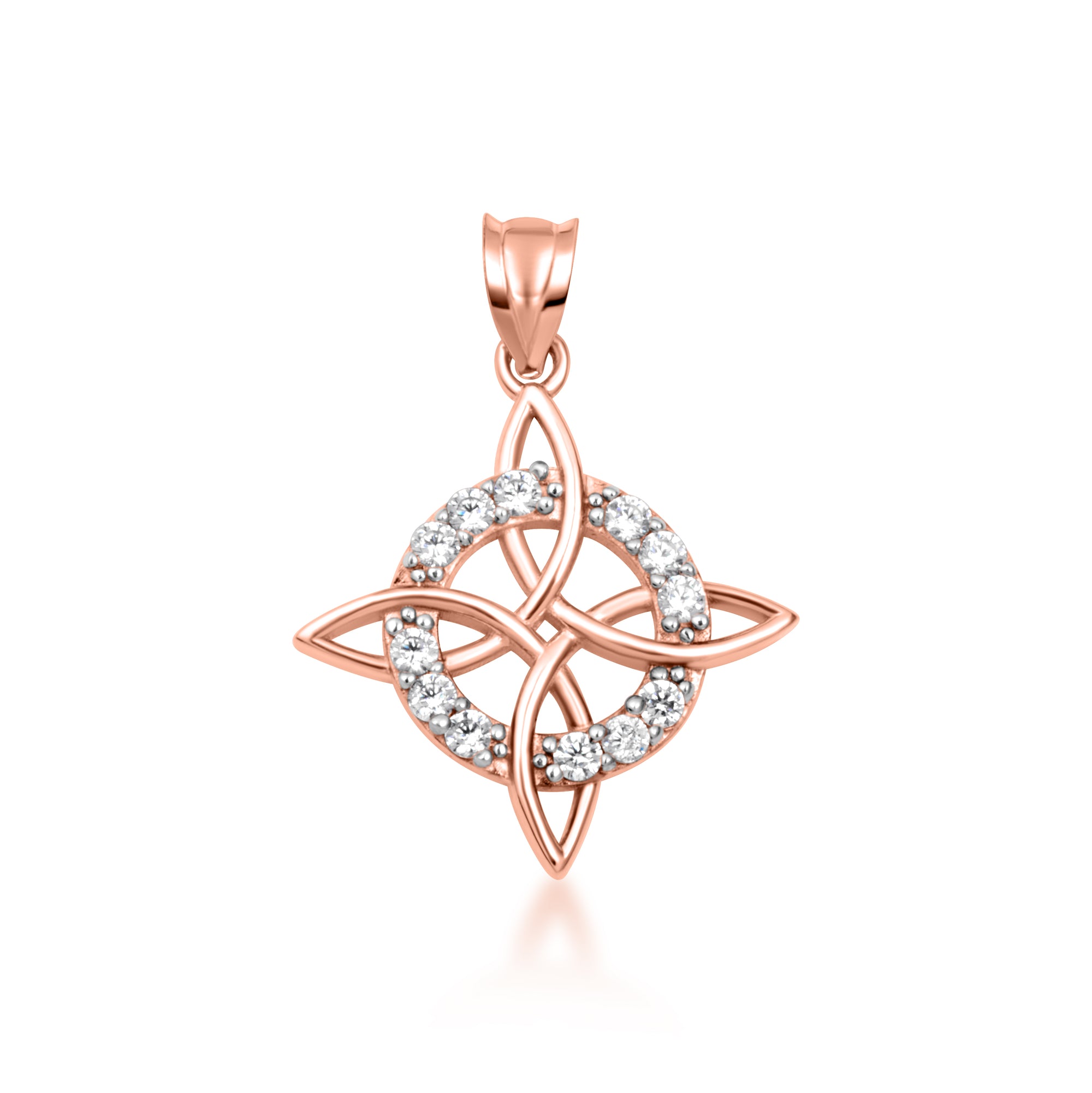 Gold Irish Celtic Cross Halo Trinity Knot Pendant Necklace, view 7
