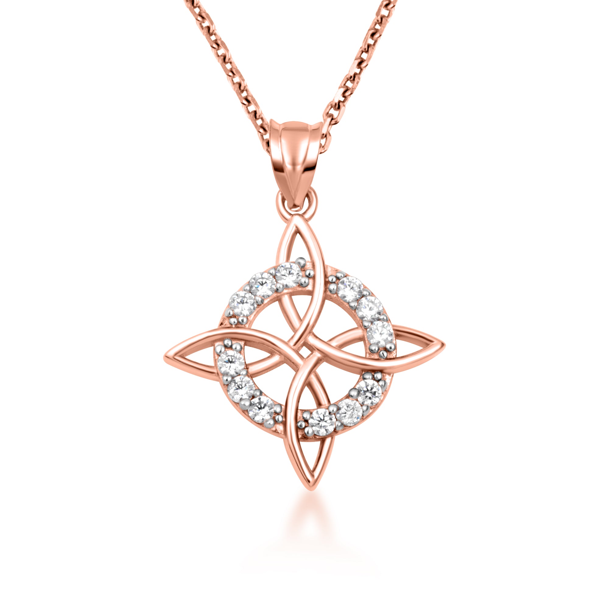 Gold Irish Celtic Cross Halo Trinity Knot Pendant Necklace, view 8