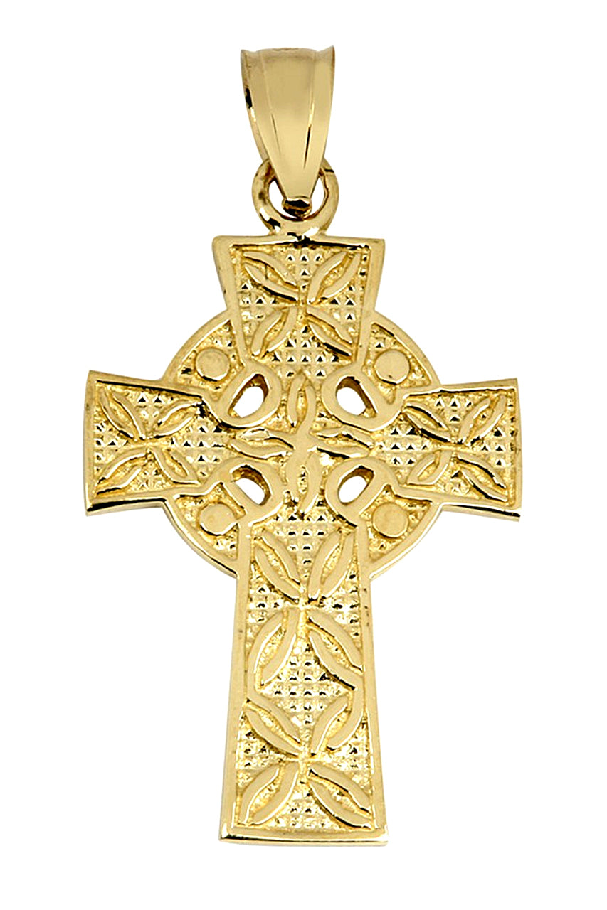 Gold Irish Celtic Cross Pendant, view 2