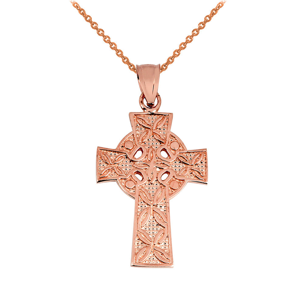 Gold Irish Celtic Cross Pendant, view 5