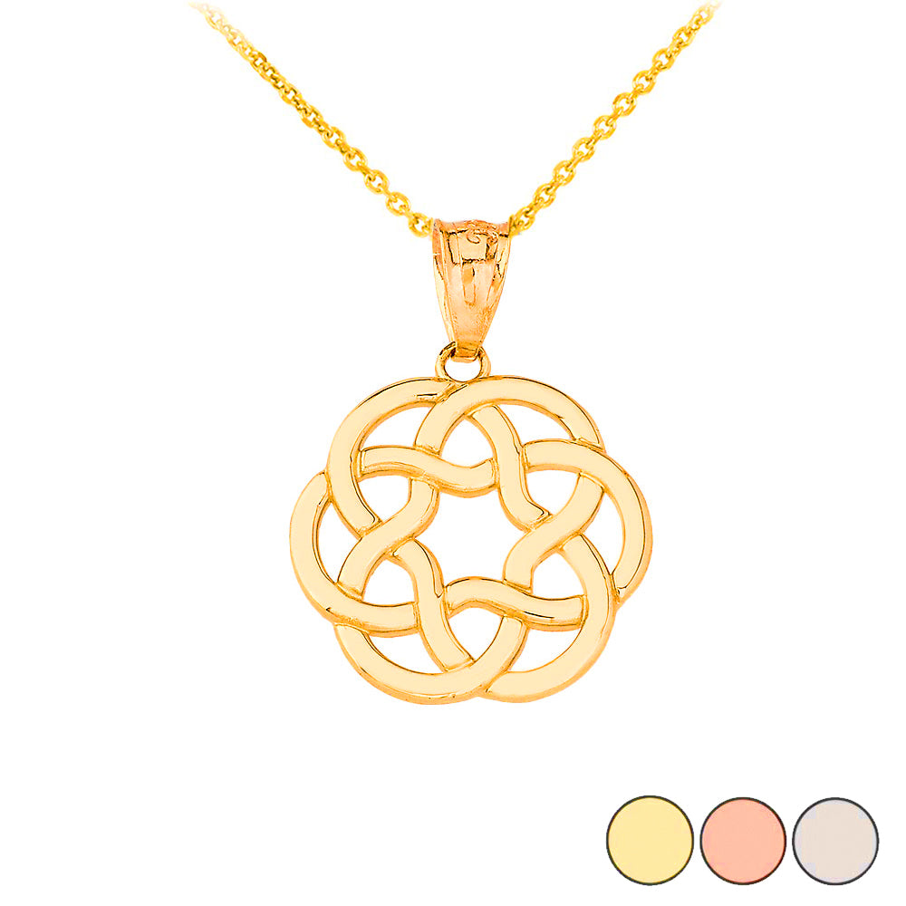 Gold Irish Celtic Trinity Knot Pendant Necklace
