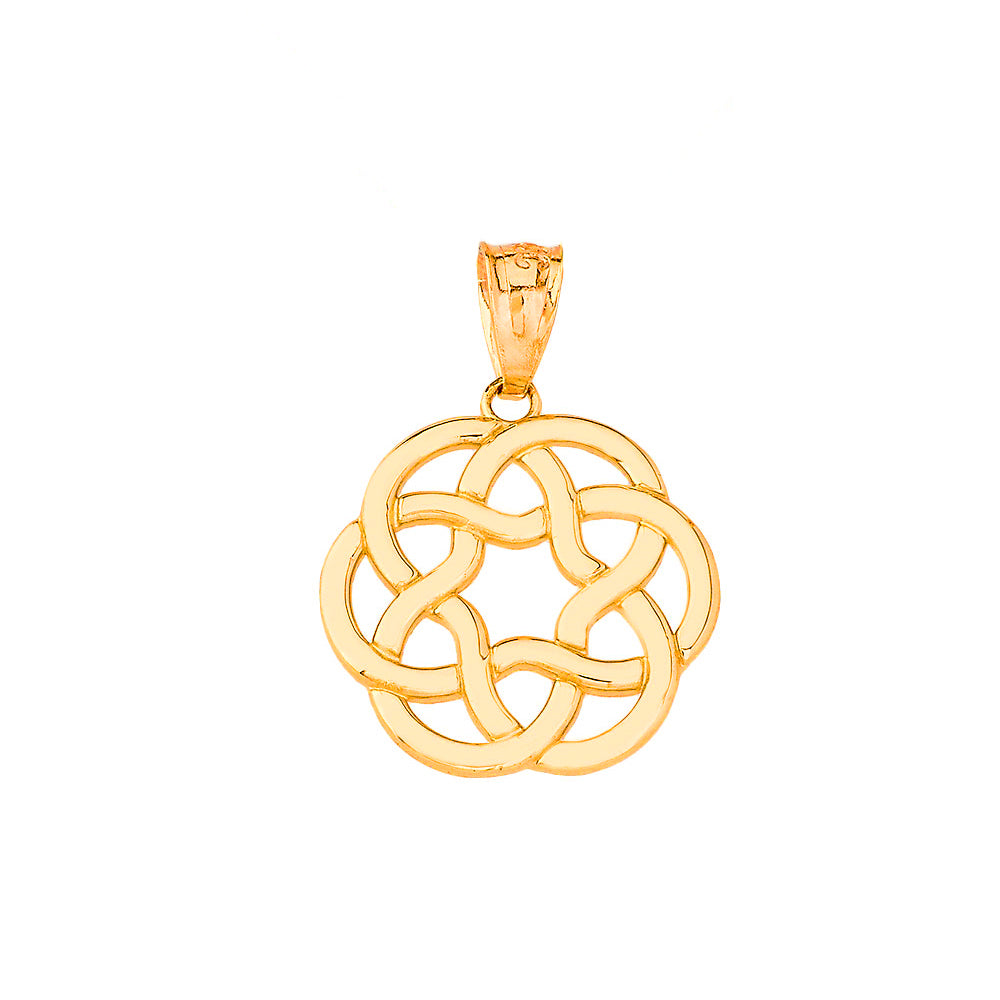 Gold Irish Celtic Trinity Knot Pendant Necklace, view 2