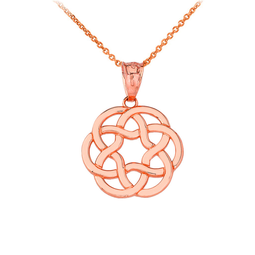 Gold Irish Celtic Trinity Knot Pendant Necklace, view 3