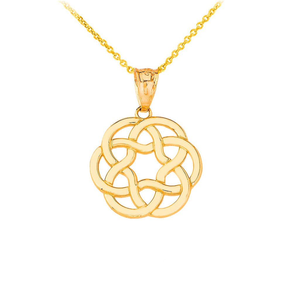 Gold Irish Celtic Trinity Knot Pendant Necklace, view 7