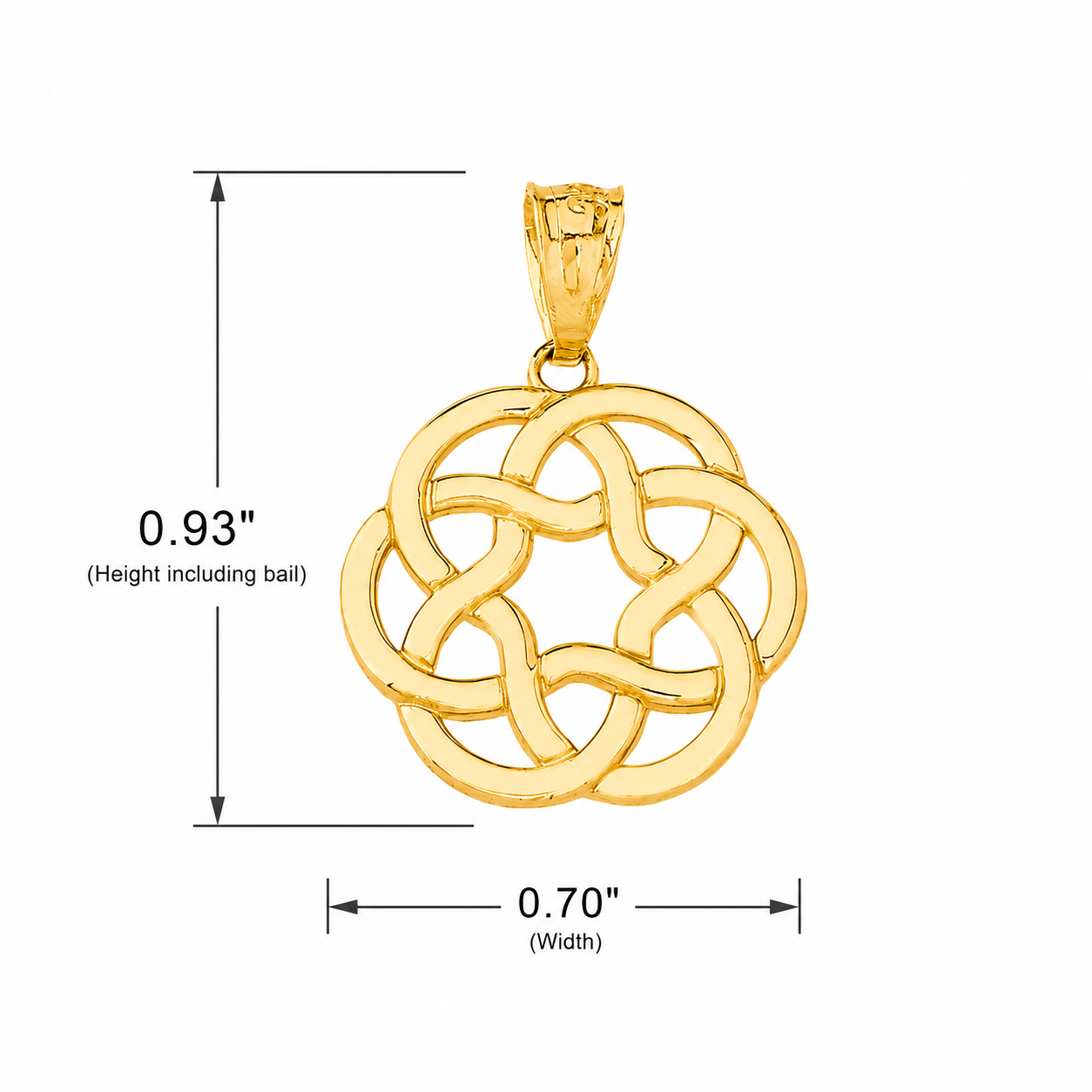 Gold Irish Celtic Trinity Knot Pendant Necklace, view 9
