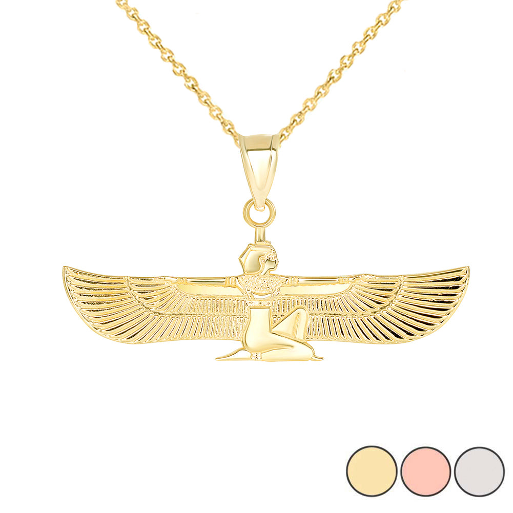 Gold Isis Egyptian Goddess of Magic And Healing Pendant Necklace
