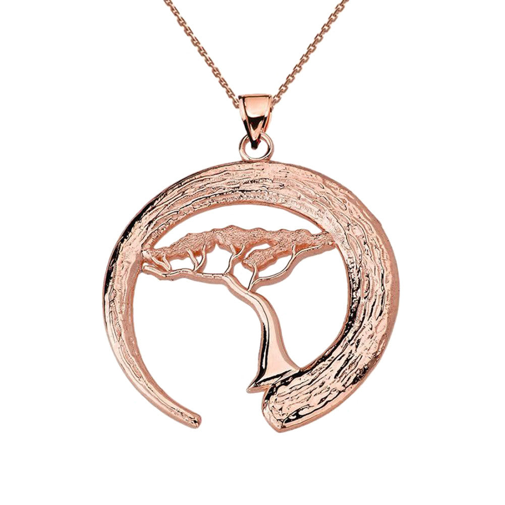 Gold Japanese Buddhist Zen Circle with Bonsai Tree Pendant, view 4