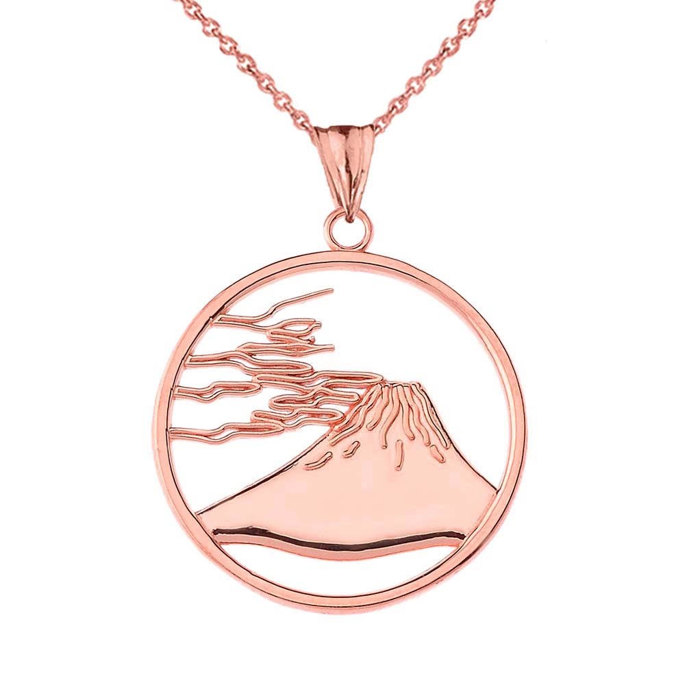 Gold Japanese Mount Fuji Pendant Necklace, view 4