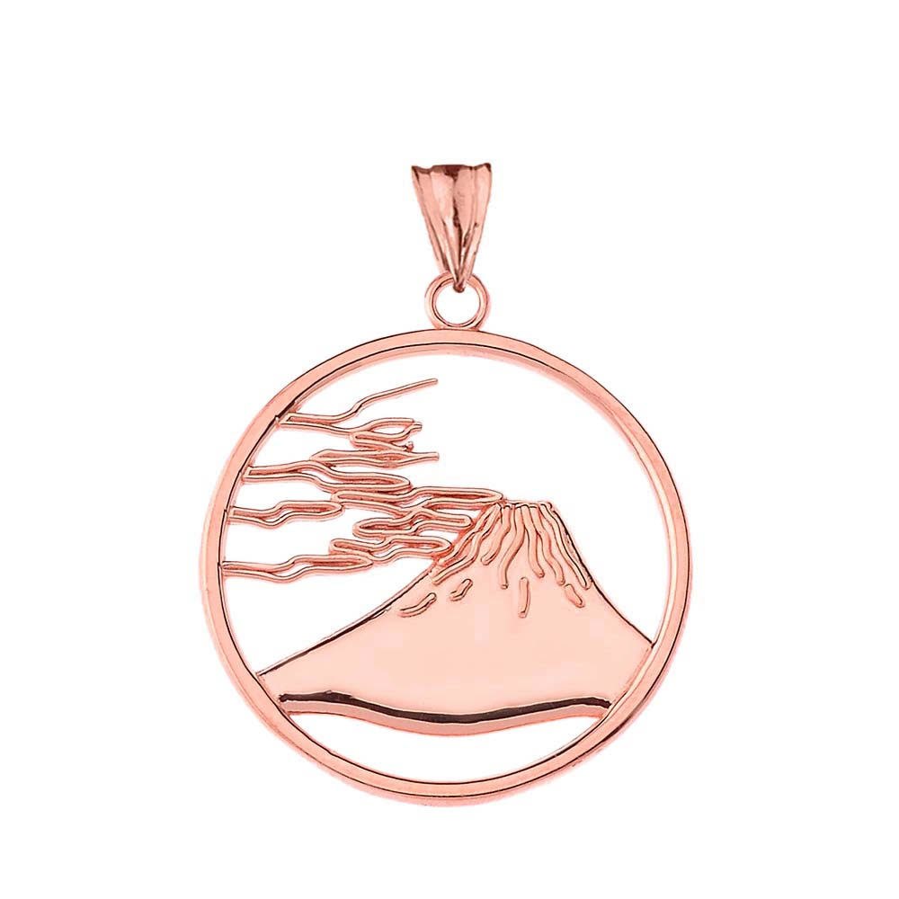 Gold Japanese Mount Fuji Pendant Necklace, view 5
