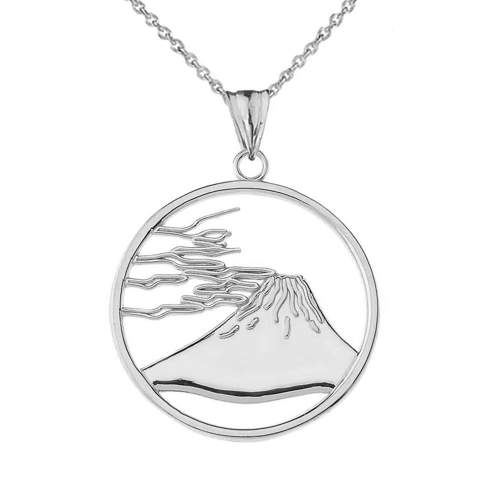 Gold Japanese Mount Fuji Pendant Necklace, view 6