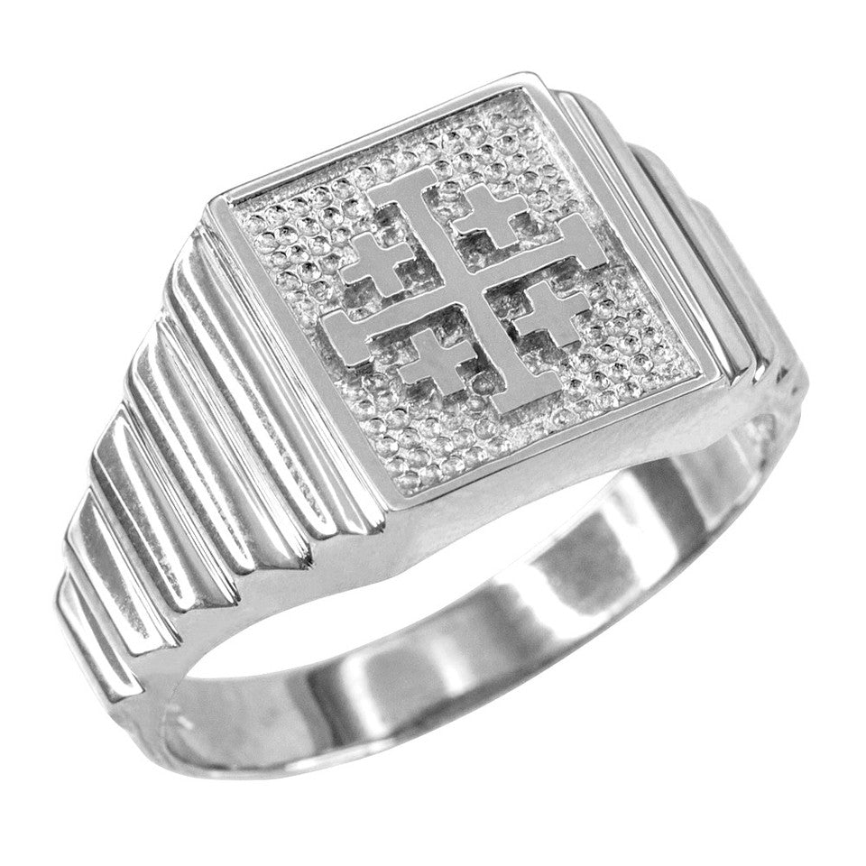 Gold Jerusalem Cross Men's Ring, view 2