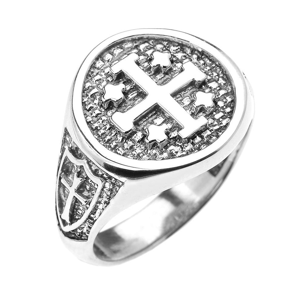 Gold Jerusalem Crusaders Cross Five Wounds of Christ Men's Ring, view 3