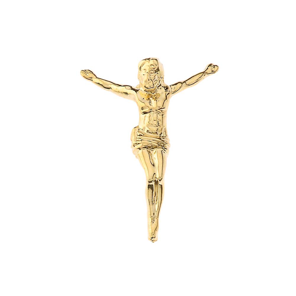 Gold Jesus Body Crucifix Pendant Necklace With Hidden Bail (1.45"), view 2