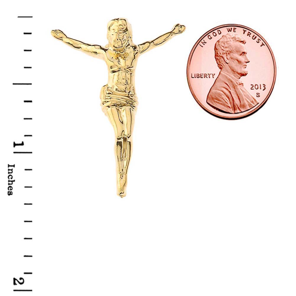 Gold Jesus Body Crucifix Pendant Necklace With Hidden Bail (1.45"), view 3