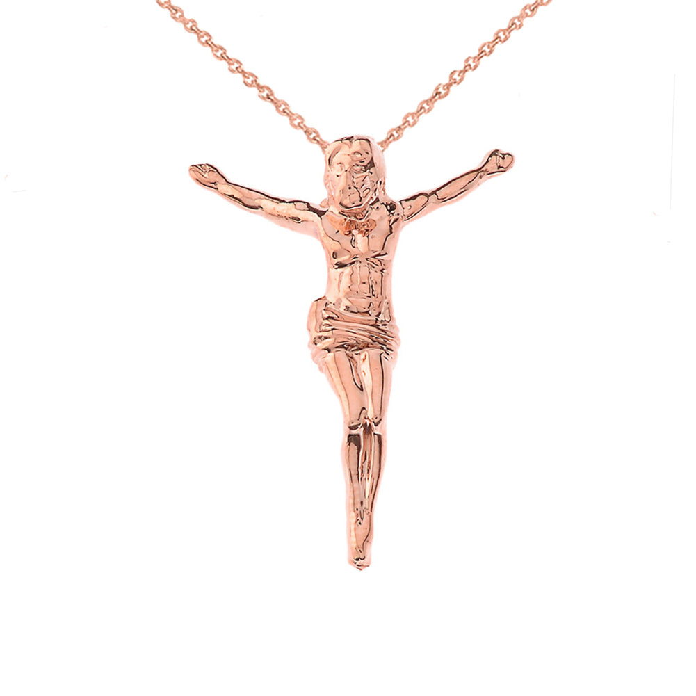 Gold Jesus Body Crucifix Pendant Necklace With Hidden Bail (1.45"), view 4