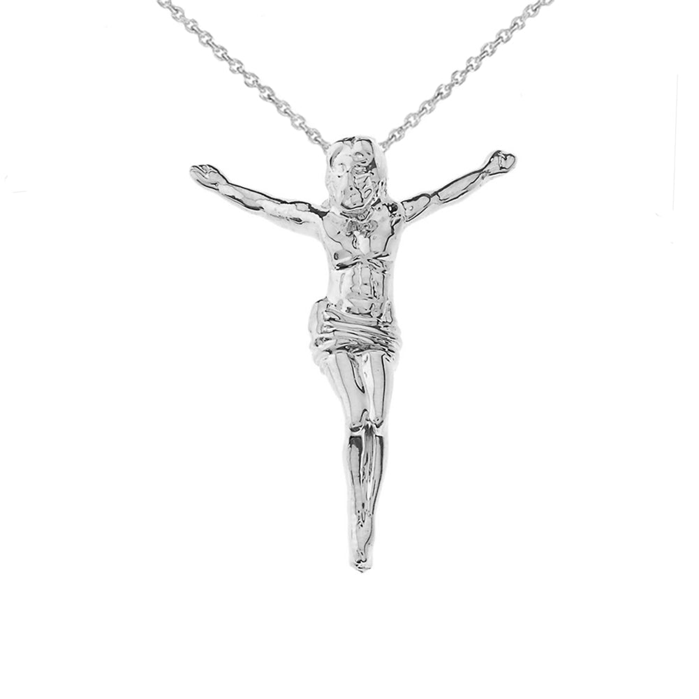 Gold Jesus Body Crucifix Pendant Necklace With Hidden Bail (1.45"), view 6