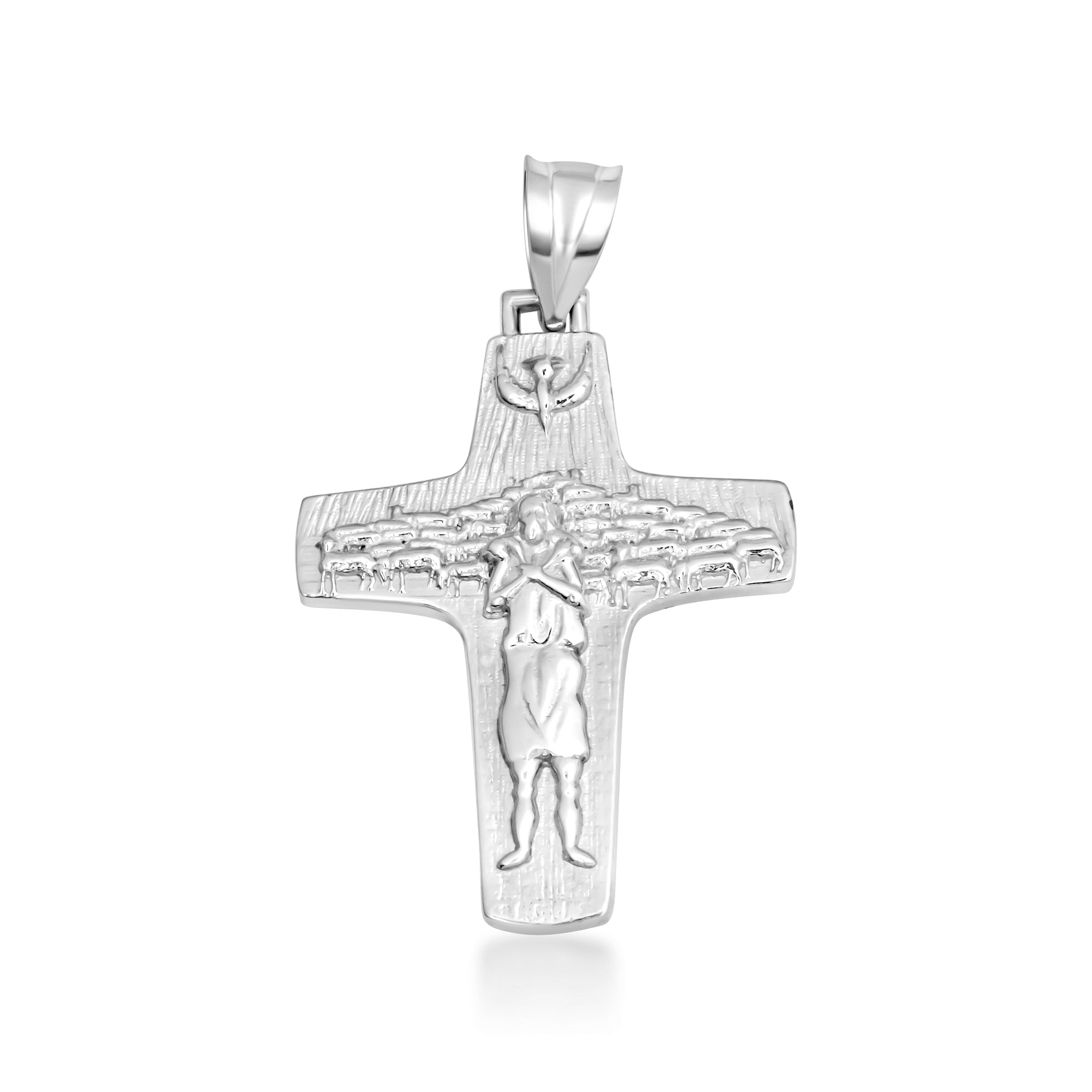 Gold Jesus Christ Good Shepherd Cross Pendant Necklace, view 6