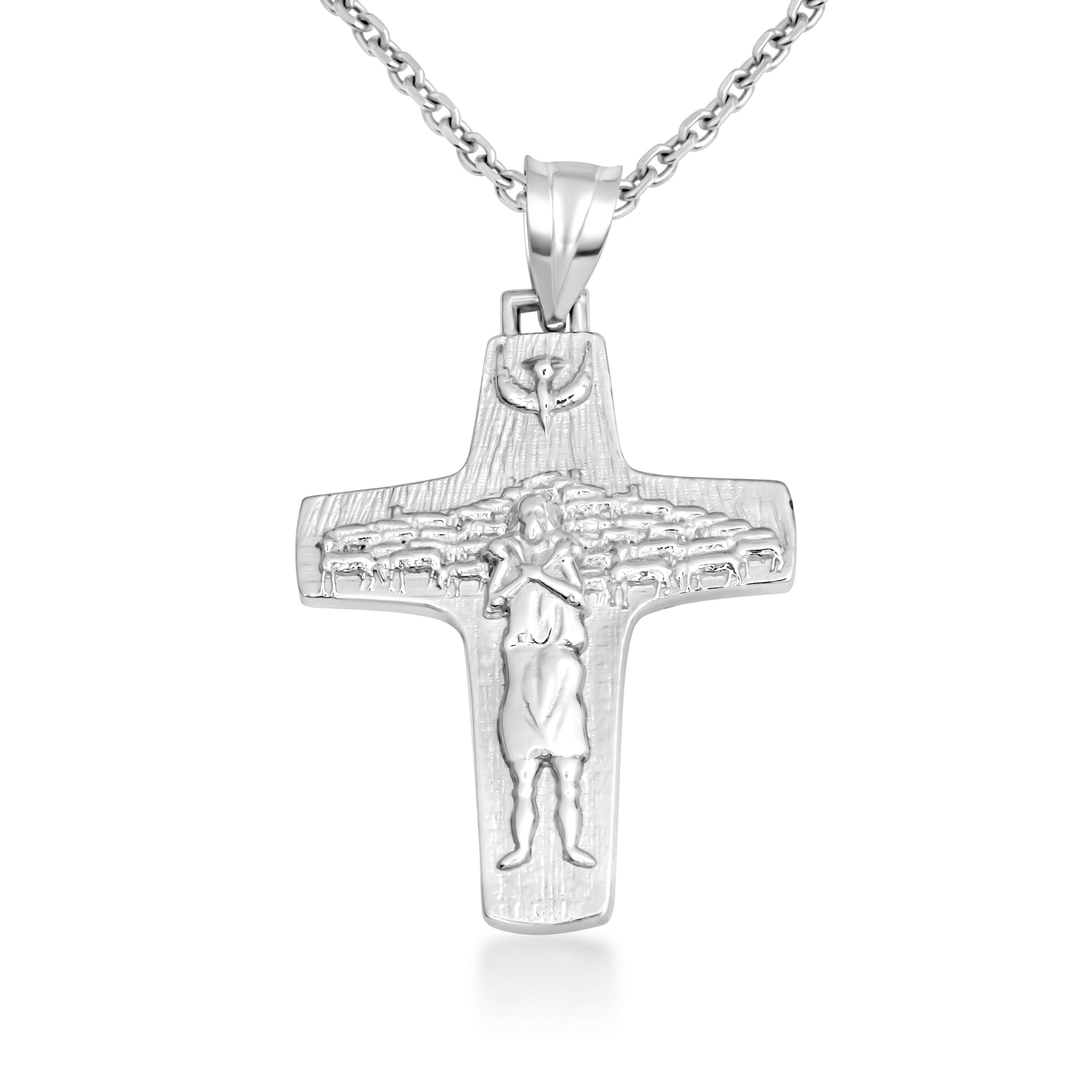 Gold Jesus Christ Good Shepherd Cross Pendant Necklace, view 7