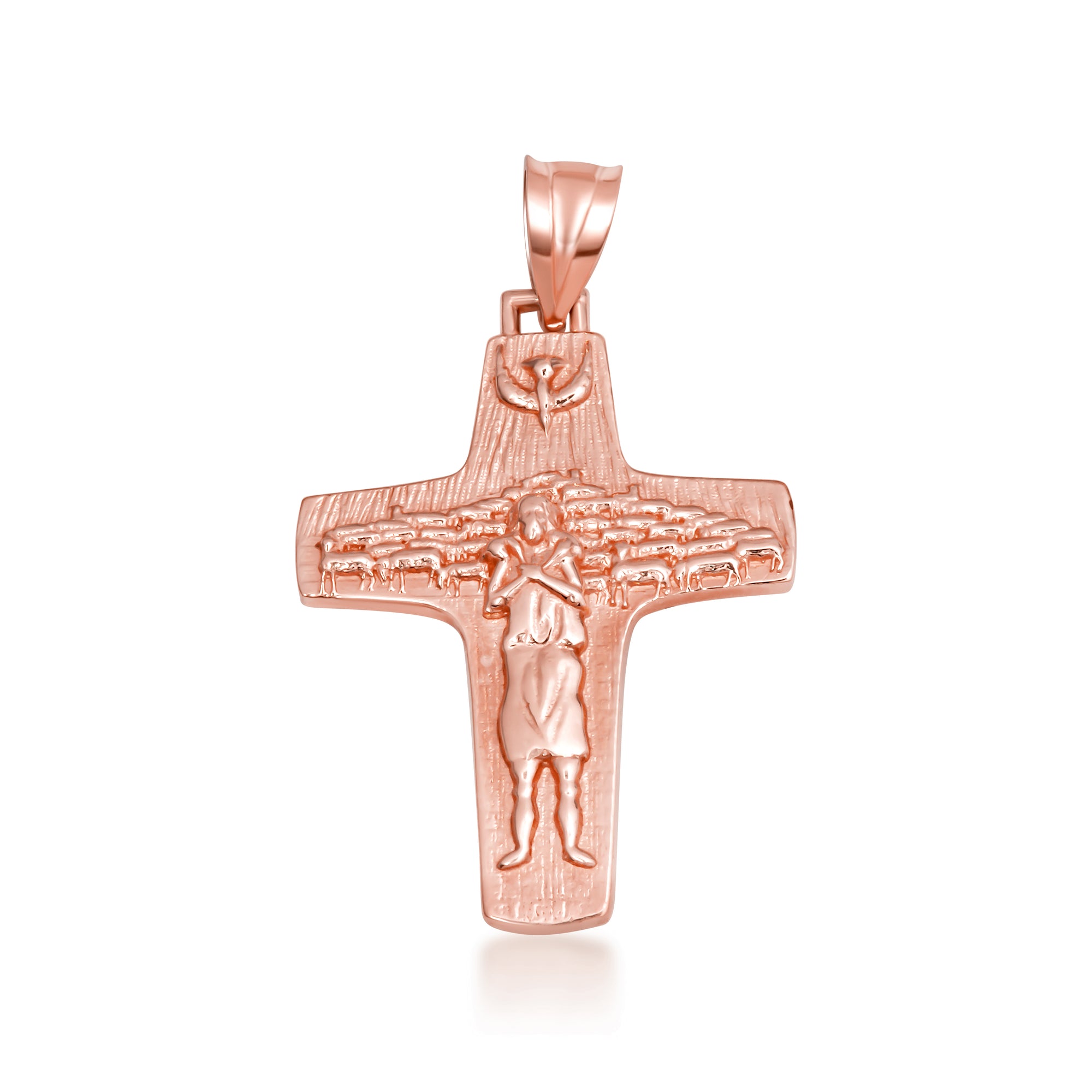 Gold Jesus Christ Good Shepherd Cross Pendant Necklace, view 8