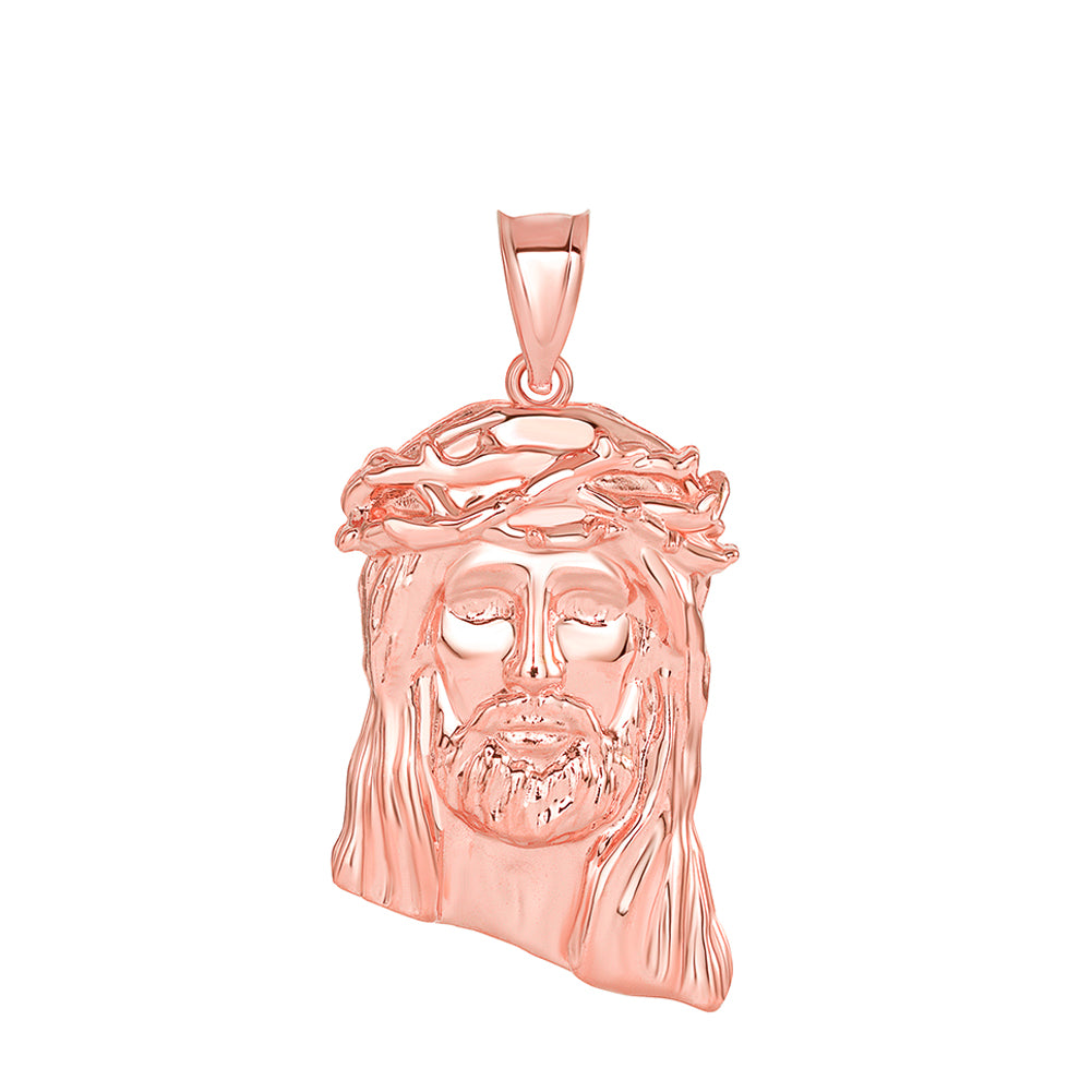 Gold Jesus Christ Head Large Pendant Necklace (1.54 IN), view 5